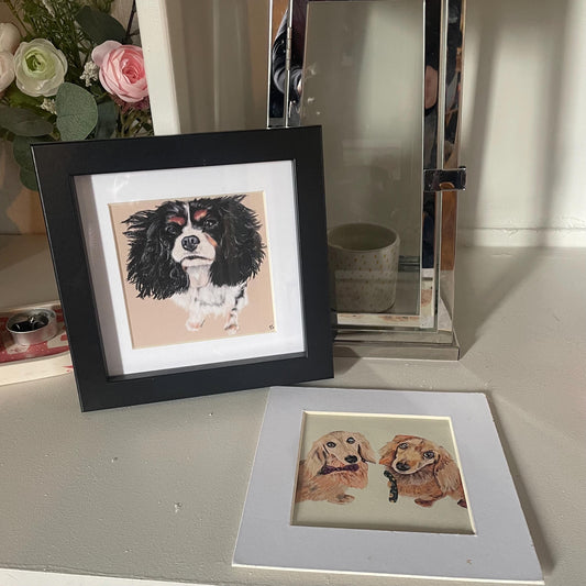 Miniature Pet portrait commission. Small, sweet and full of personality