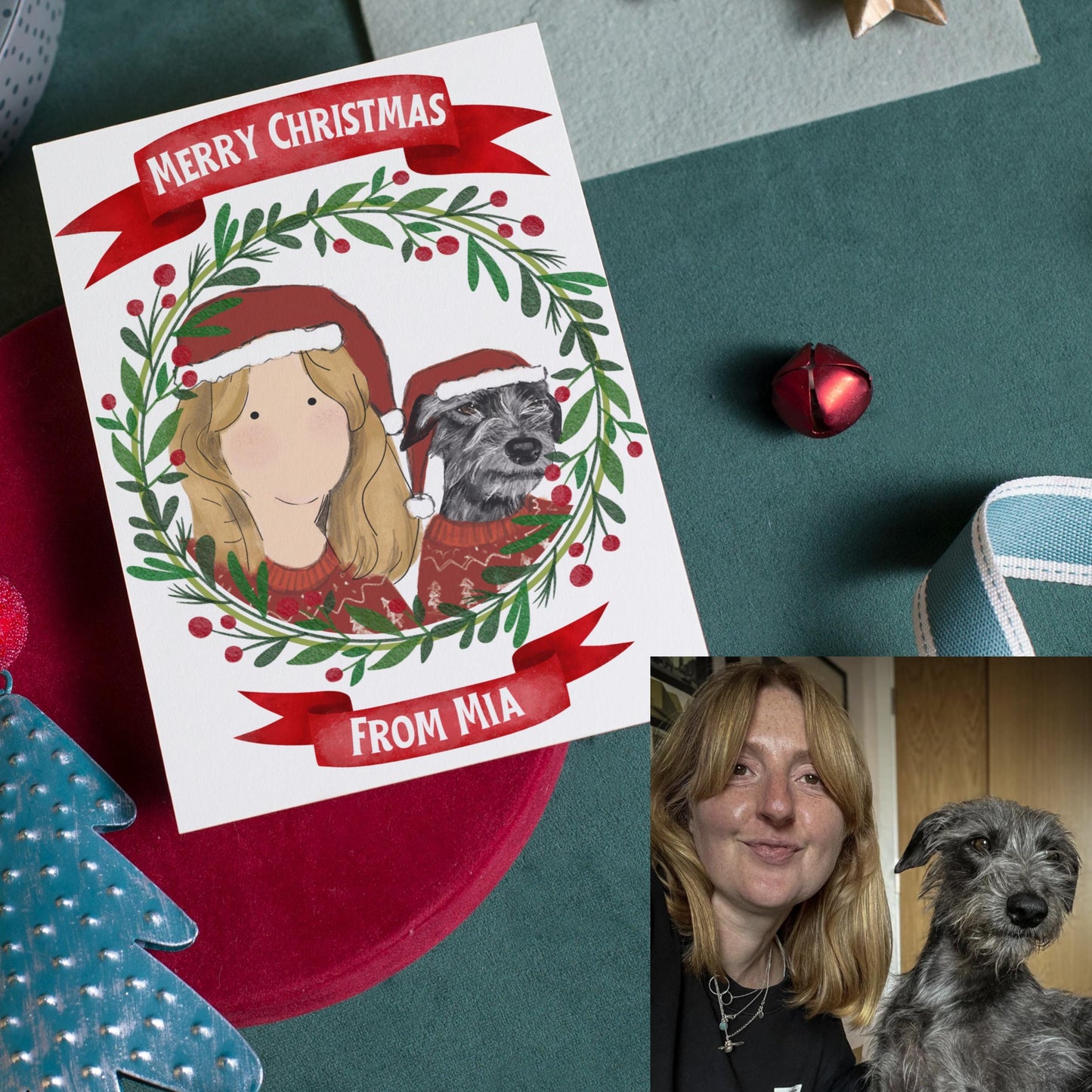 Bespoke Family Christmas Card Illustration of Your Family & Pets | Personalised & One-of-a-Kind