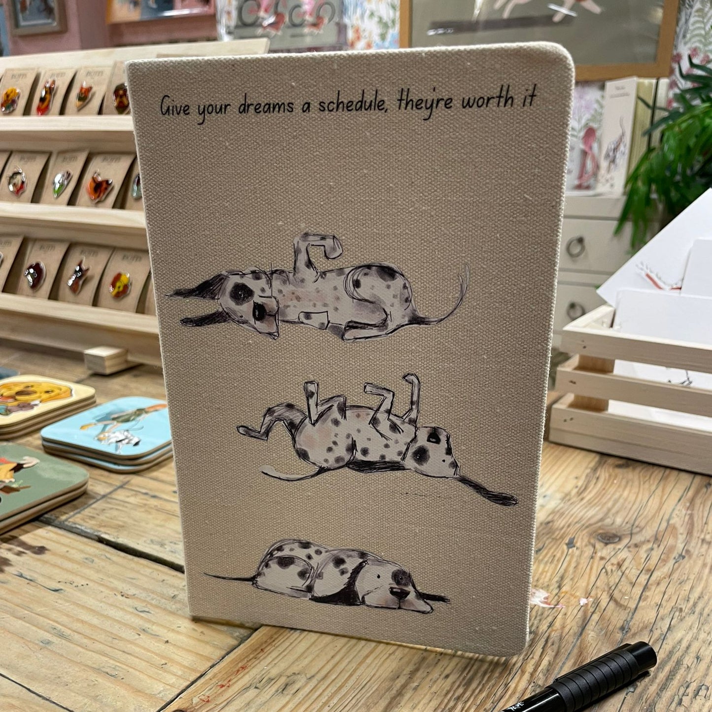 "Give Your Dreams a Schedule” – Dog-Themed Notebook | Soft Cover, lined Pages