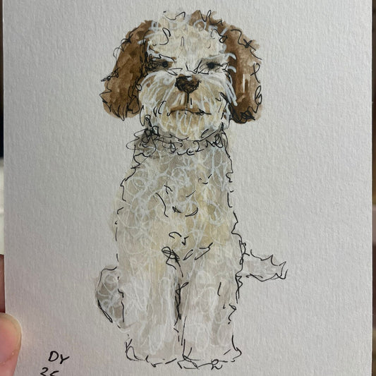 Custom Pet portrait, Playful Watercolour sketchbook style A6
