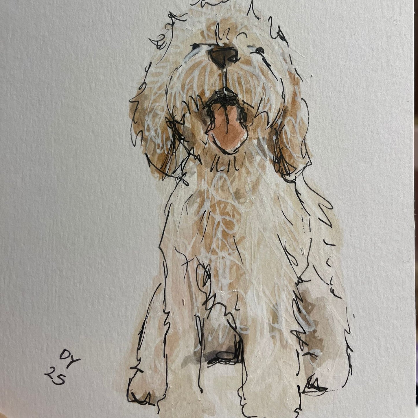 Custom Pet portrait, Playful Watercolour sketchbook style A6