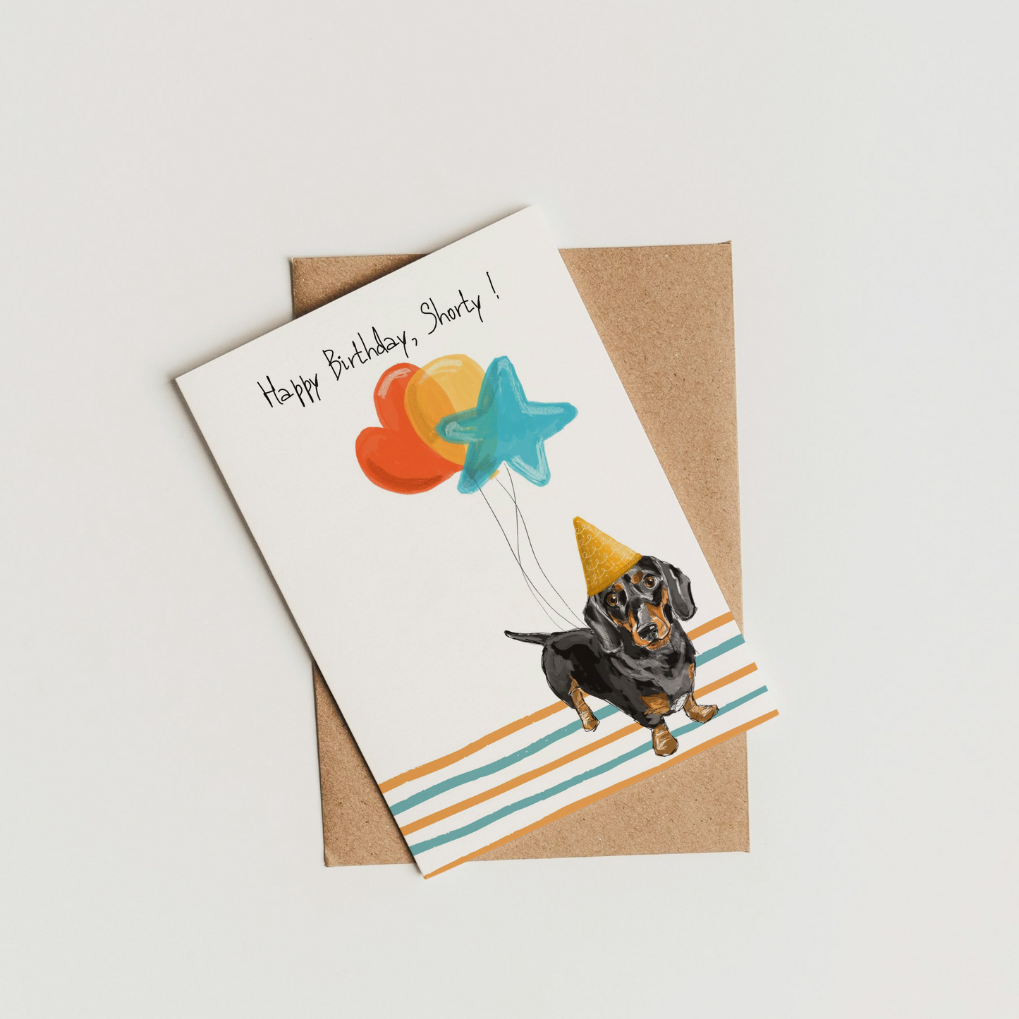 Dachshund Birthday Card – 'Happy Birthday Shorty'