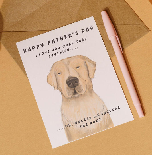 Father's Day greeting card, Golden Labrador illustration, funny, humorous