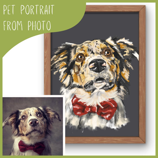 Custom pet portrait. Personalised hand-drawn art just as you know them
