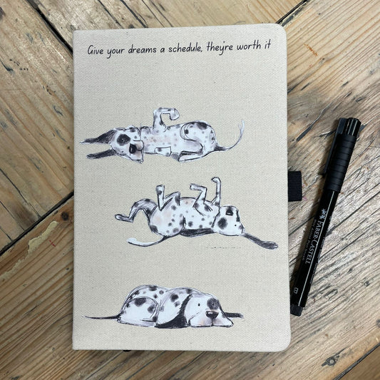"Give Your Dreams a Schedule” – Dog-Themed Notebook | Soft Cover, lined Pages