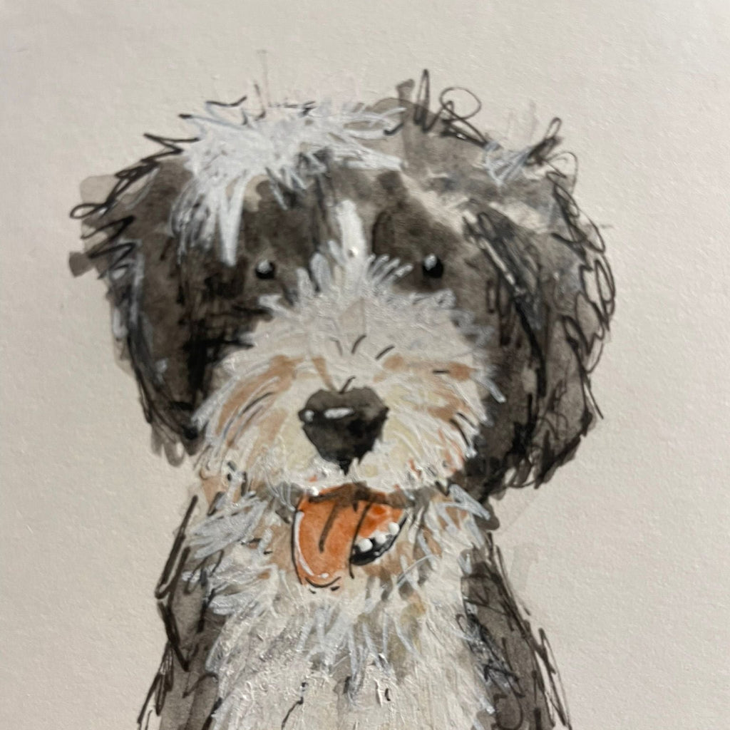 Custom Pet portrait, Playful Watercolour sketchbook style A6 Local Collection