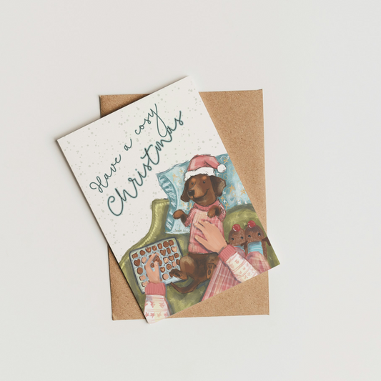 Dachshund Christmas Card – 'Have a Cosy Christmas'