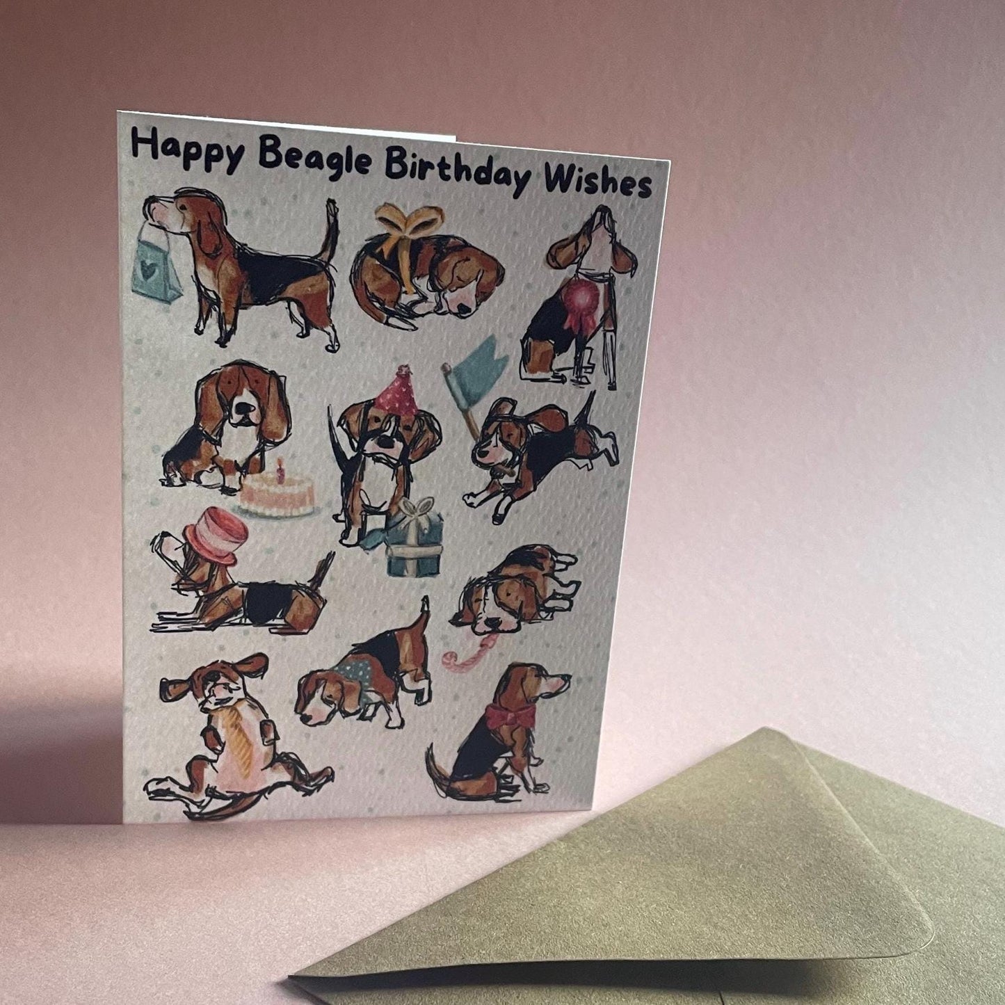 Beagle Sprinkles Birthday Wishes Greeting card.