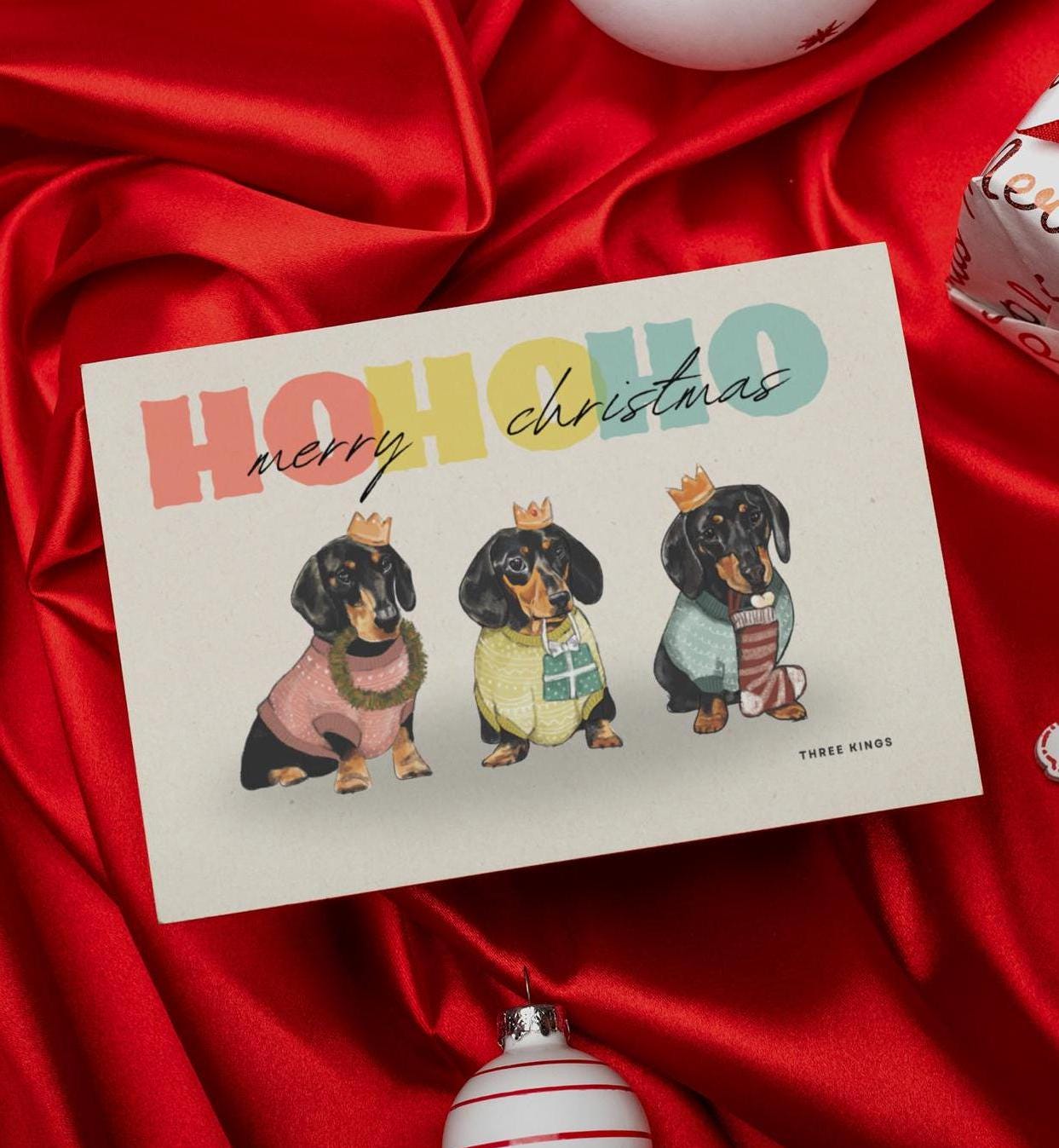 Three Kings Dachshund – Festive dog Christmas greeting card