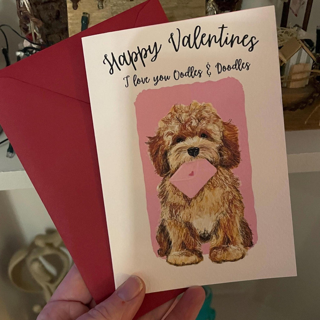 Cockerpoo Valentines day card, I love you Oodles and Doodles, A6