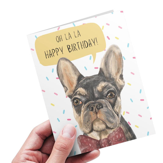 Frenchie Birthday Greeting card - French style Oh La La