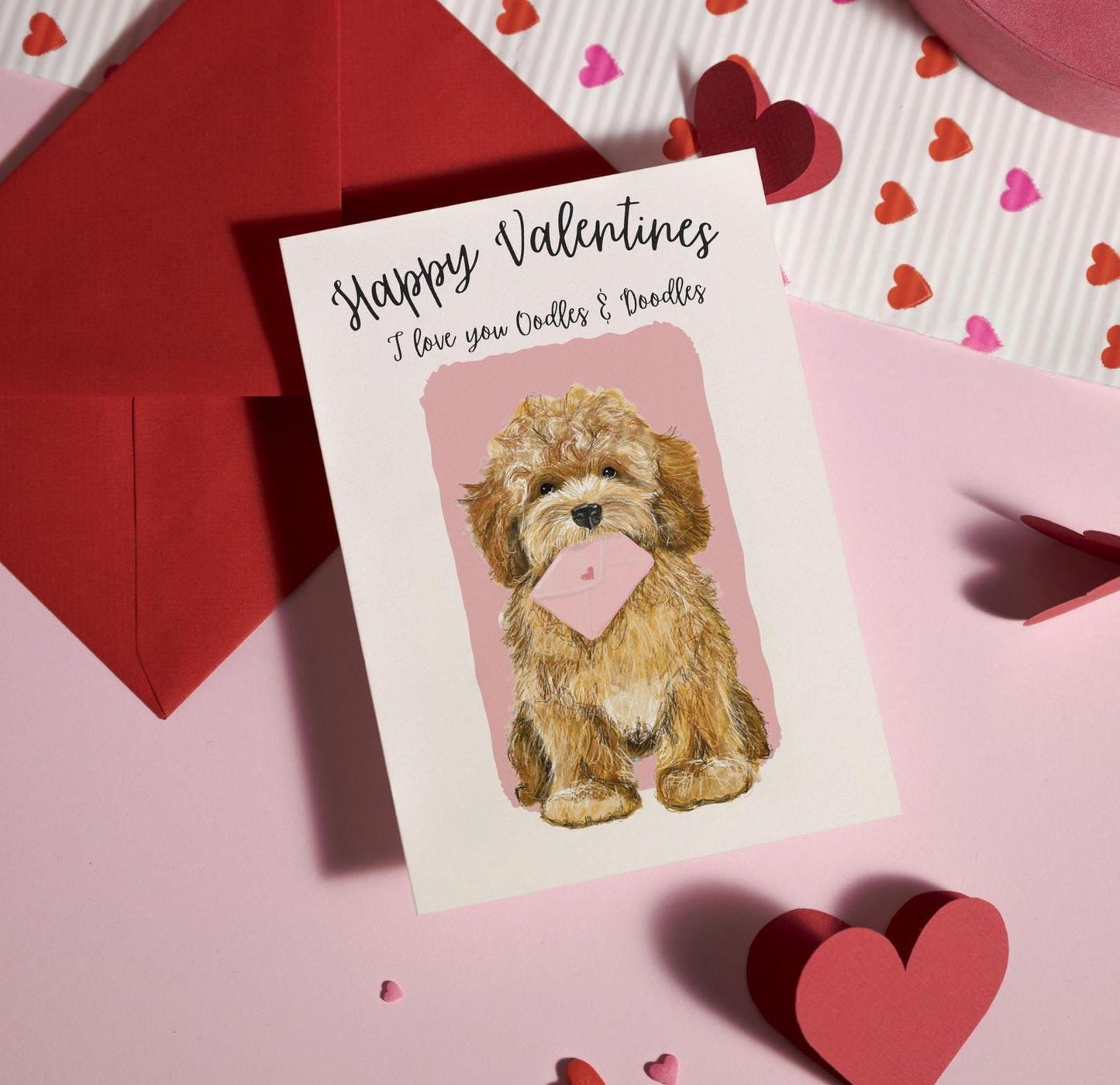 Cockerpoo Valentines day card, I love you Oodles and Doodles, A6