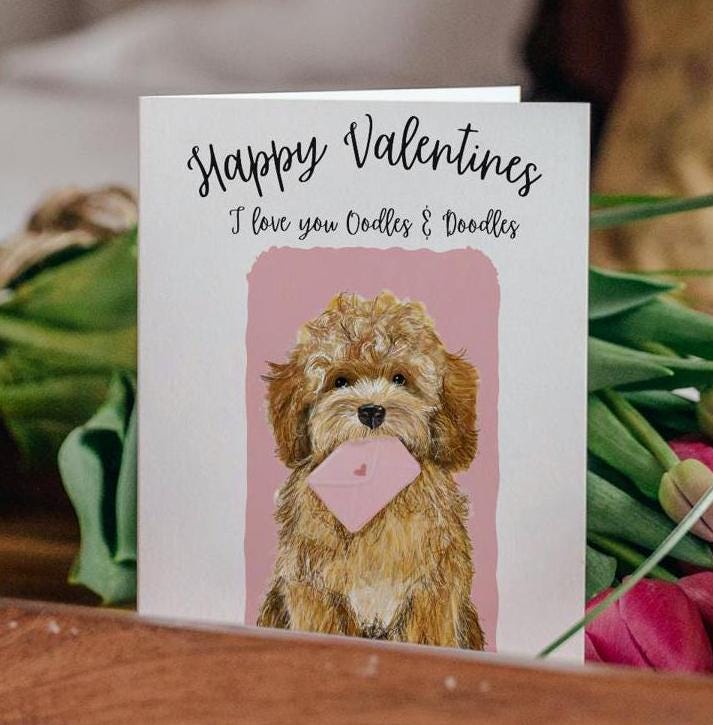 Cockerpoo Valentines day card, I love you Oodles and Doodles, A6
