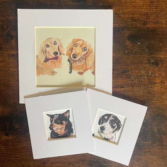 Miniature Pet portrait commission. Small, sweet and full of personality