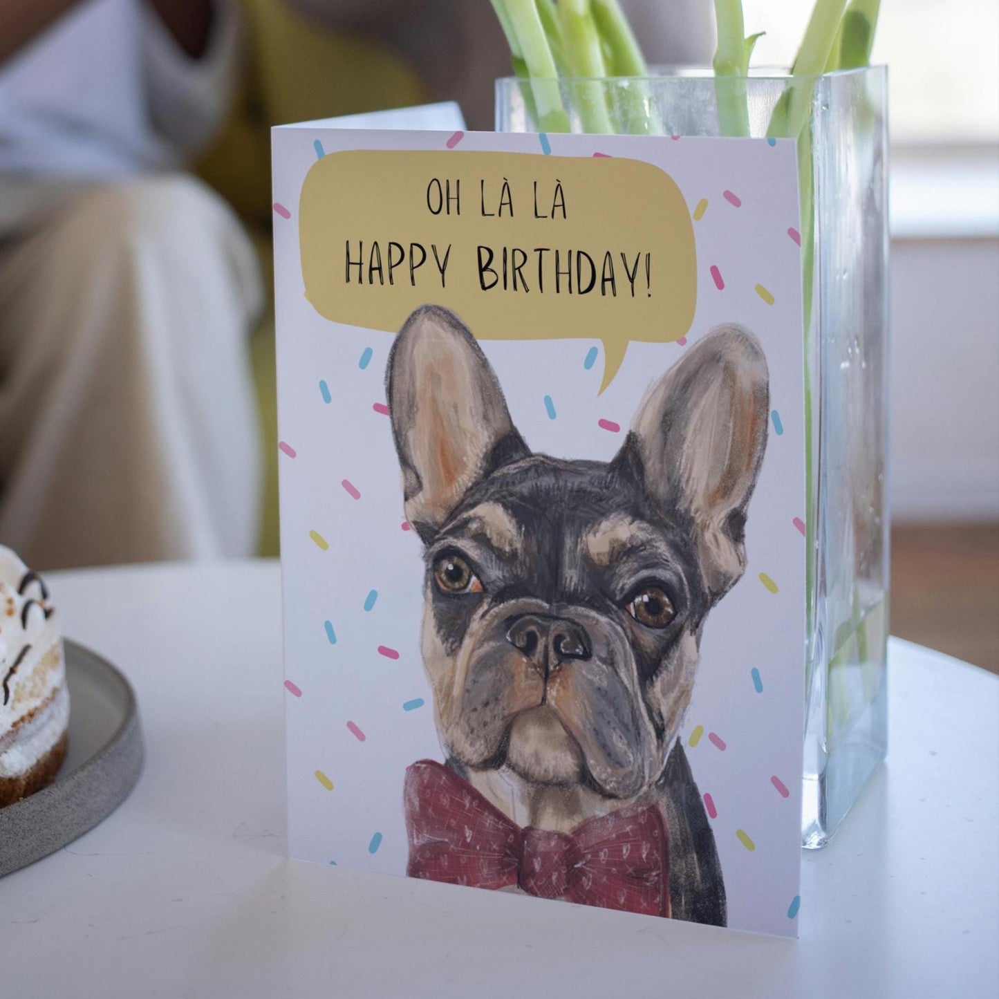 Frenchie Birthday Greeting card - French style Oh La La
