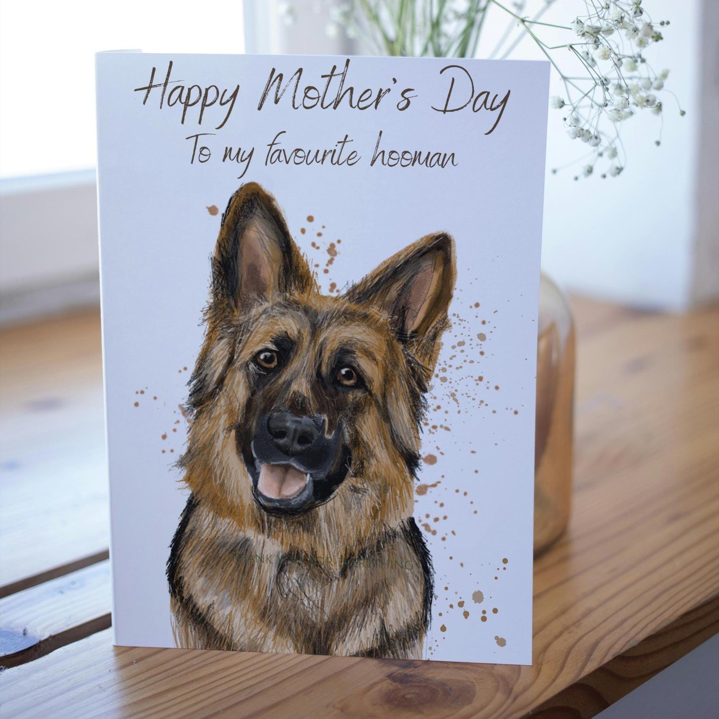 Mother's day cute and classic greeting card , German Shepard