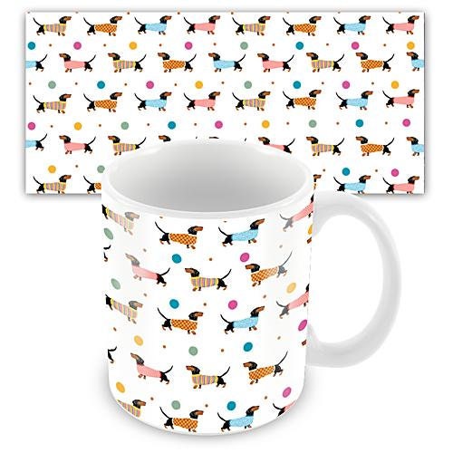 Dachshund Dog Mug: Vibrant Ceramic Coffee Mug, Hand-Drawn Design