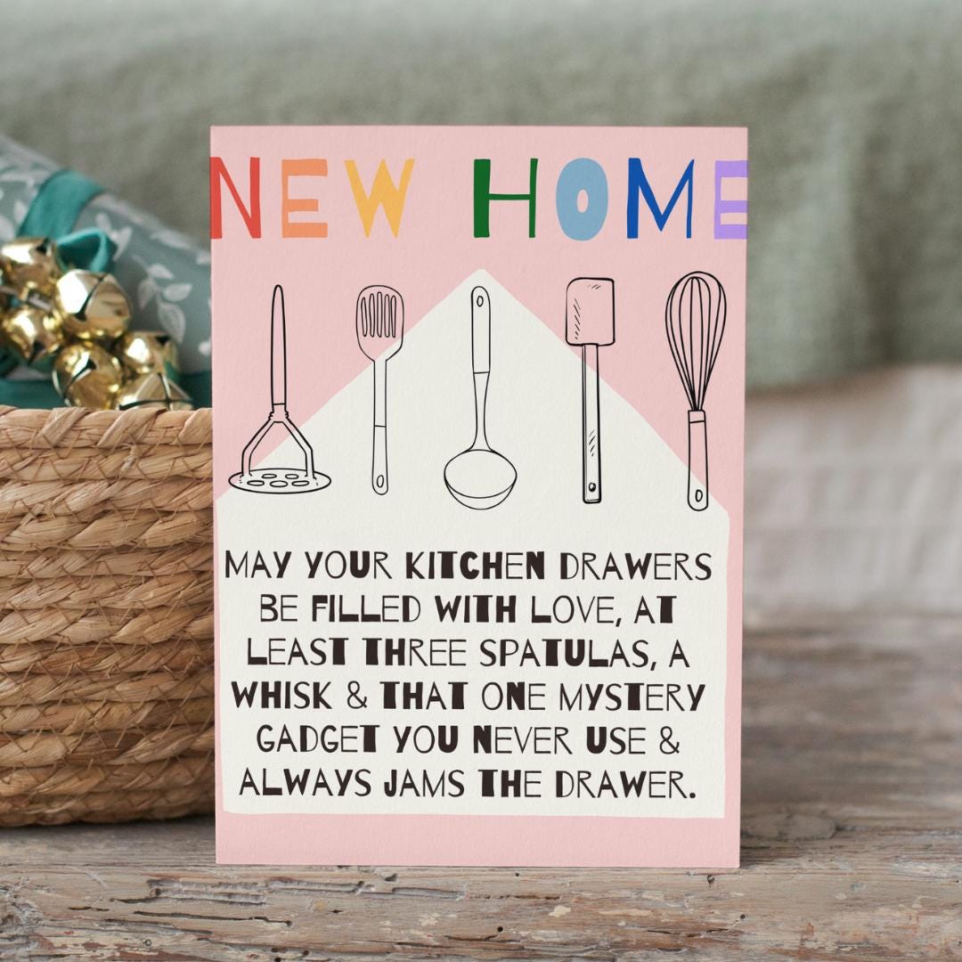 Funny New Home Card | Kitchen Gadget Lover Greeting, Hand-Drawn Housewarming from UK Artist