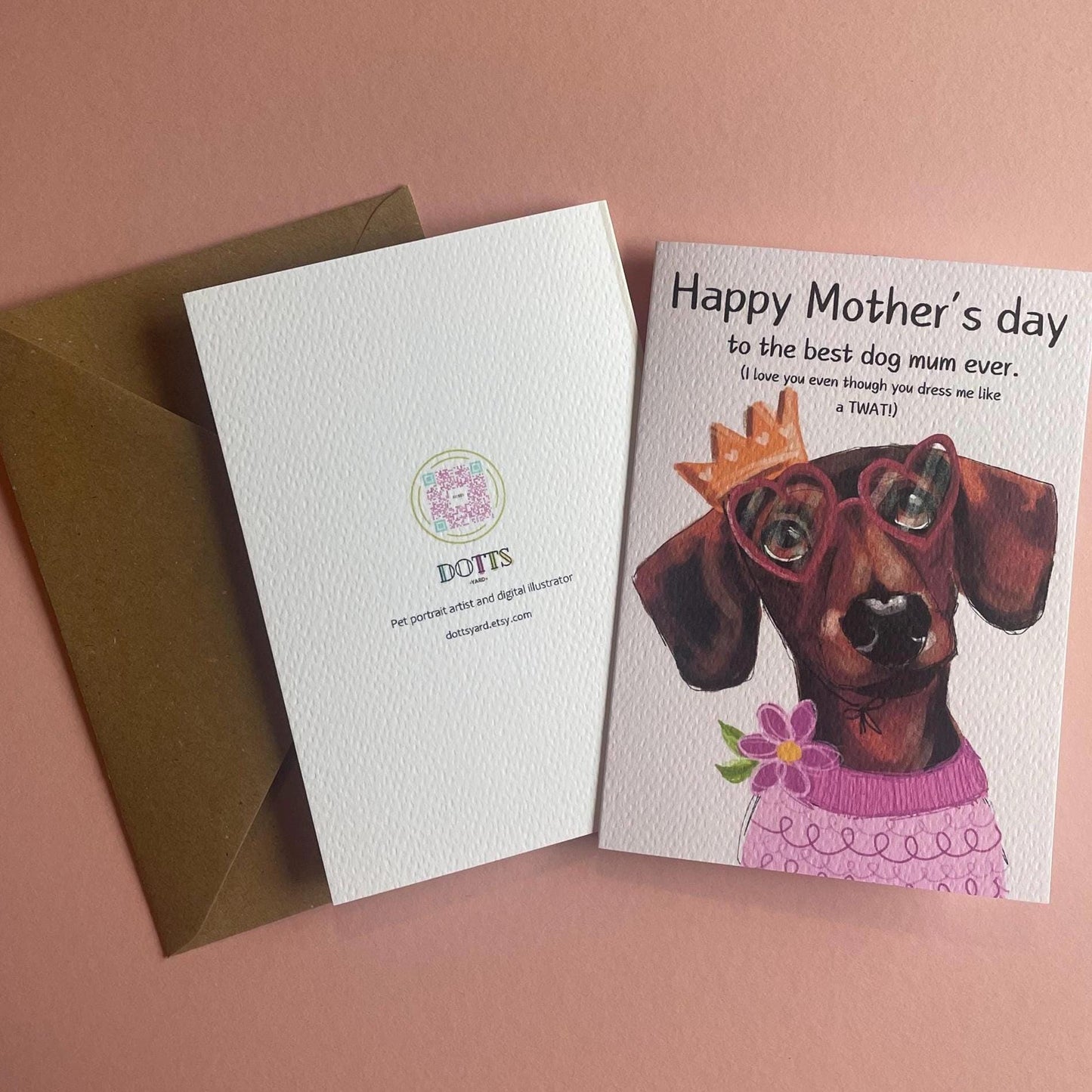 Funny Dachshund Mother’s Day Card, Cheeky, Rude, A6