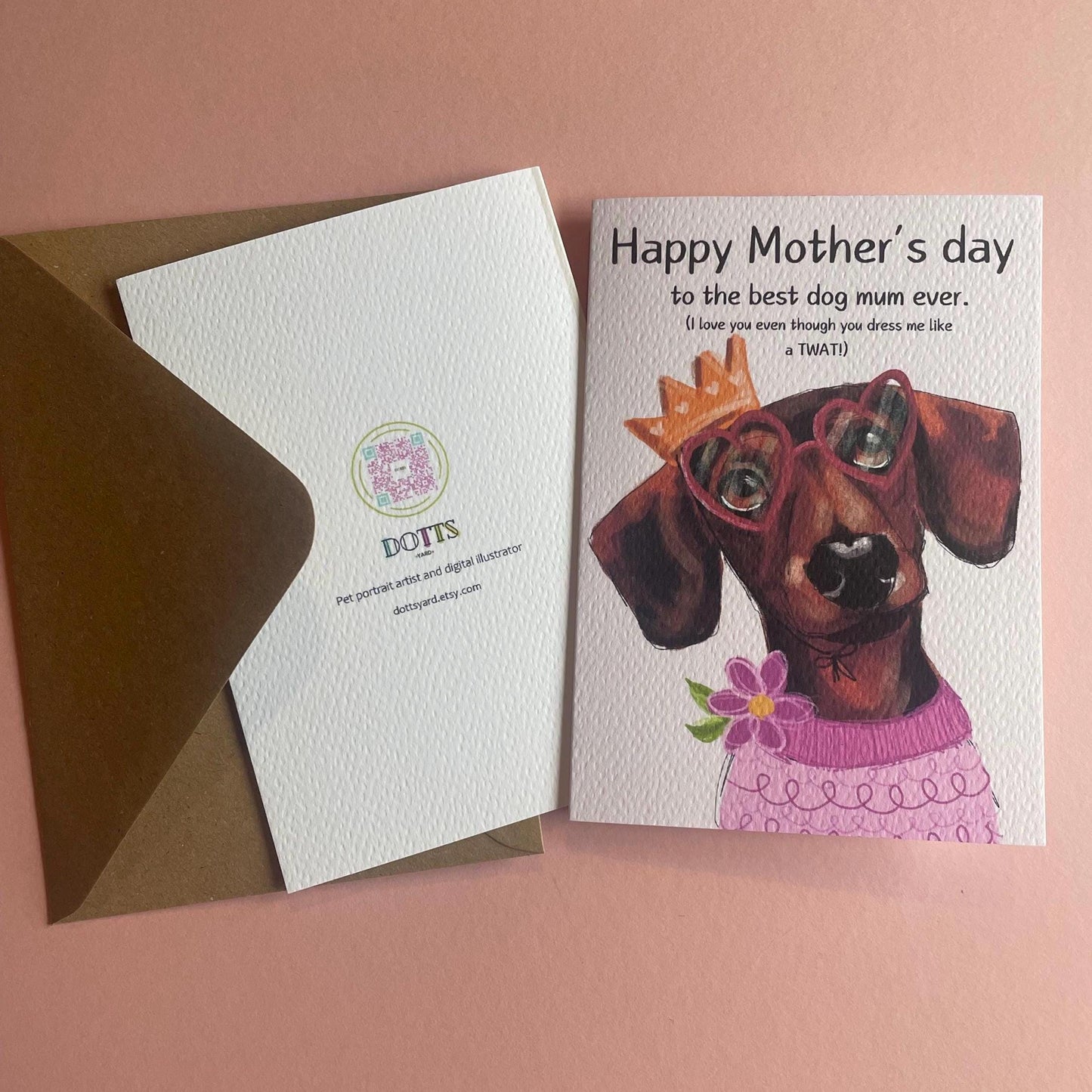 Funny Dachshund Mother’s Day Card, Cheeky, Rude, A6