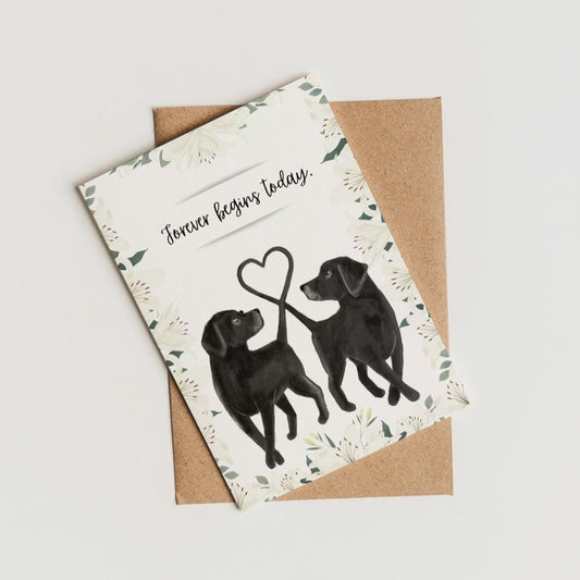 Wedding Day, Black Labrador congratulations, Wedding day, Engagement greeting card