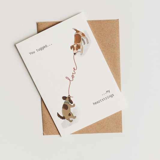 Valentine’s Day greeting Card , heart strings, A6
