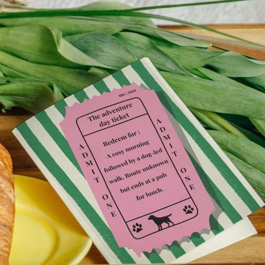 Sentimental Keepsake Card for Birthdays, Valentine’s, Mother’s Day Admit one ticket greetings - Dog themed